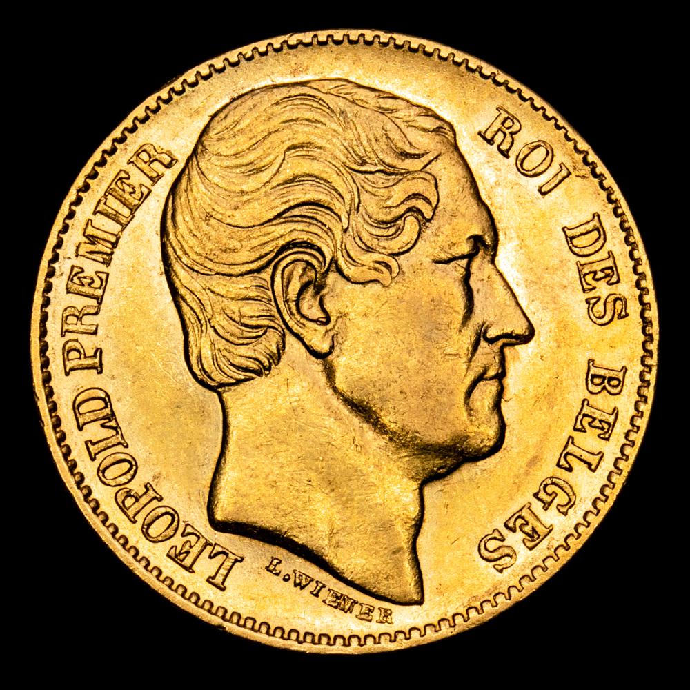 Bélgica – Leopold 1er. 20 Francs. (6,45 g.). Bélgica. 1865.  . Bogaert 924A. EBC+. Brillo original