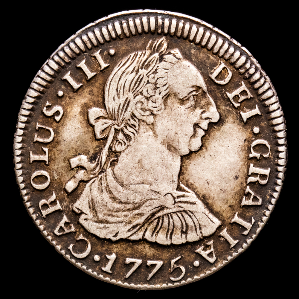 Carlos III. 2 Reales. (6,75 g.). Potosí. 1775. Ensayador J·R. Aureo y Calicó-1385. EBC-/MBC+. Escasa así