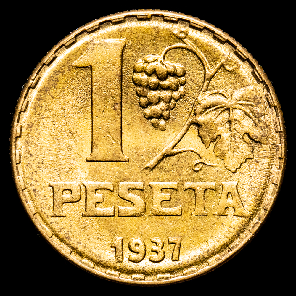 España II República. 1 Peseta. (4,99 g.). Madrid. 1937. Aureo y Calicó-41. SC-.