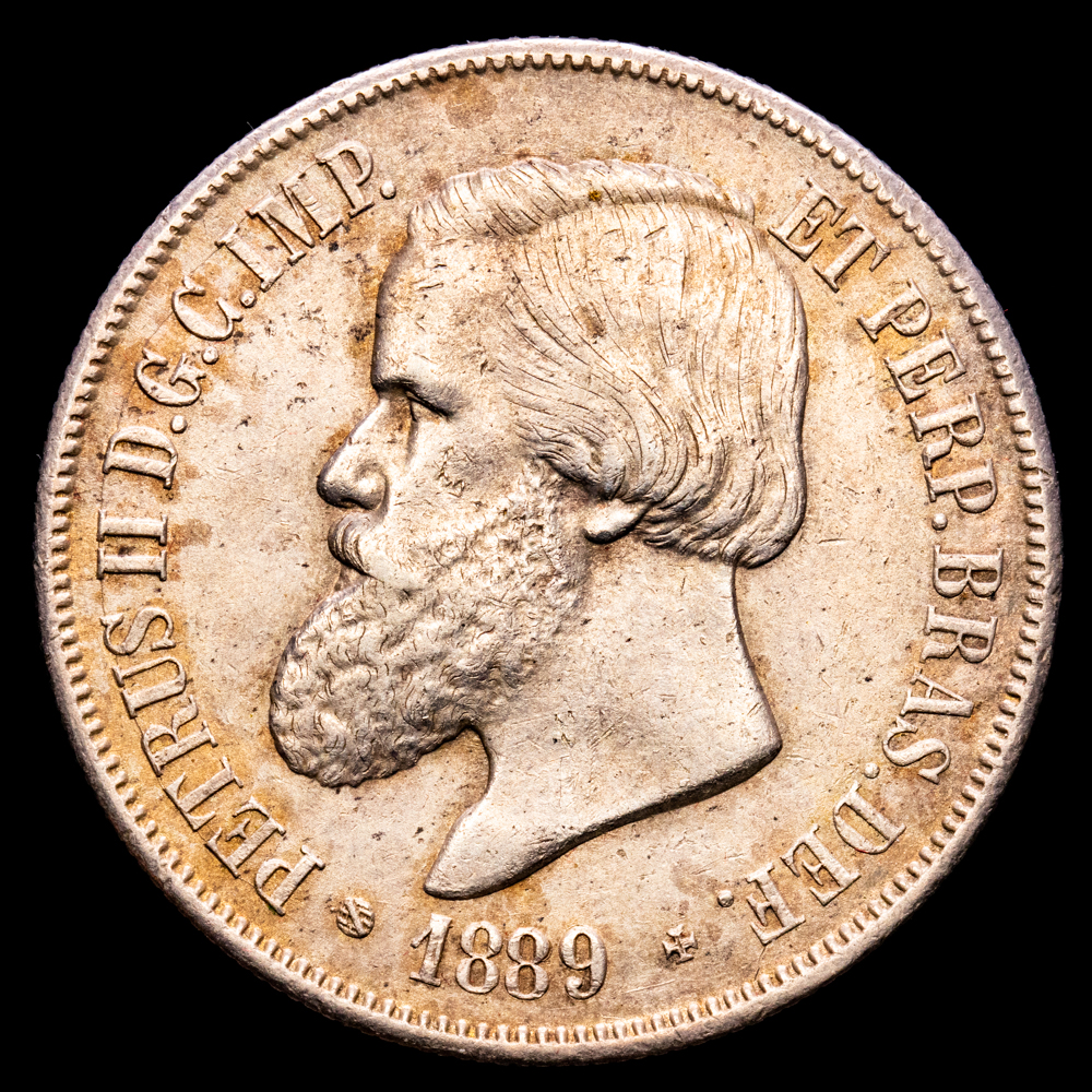 Brasil – Pedro II. 2000 Reis. (25,48 g.). 1889. KM-485. MBC+. Pátina