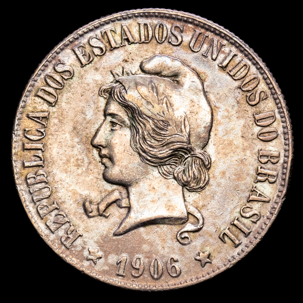 República de Brasil. 2000 Reis. (19,96 g.). 1906. KM-508. VF+. Pátina