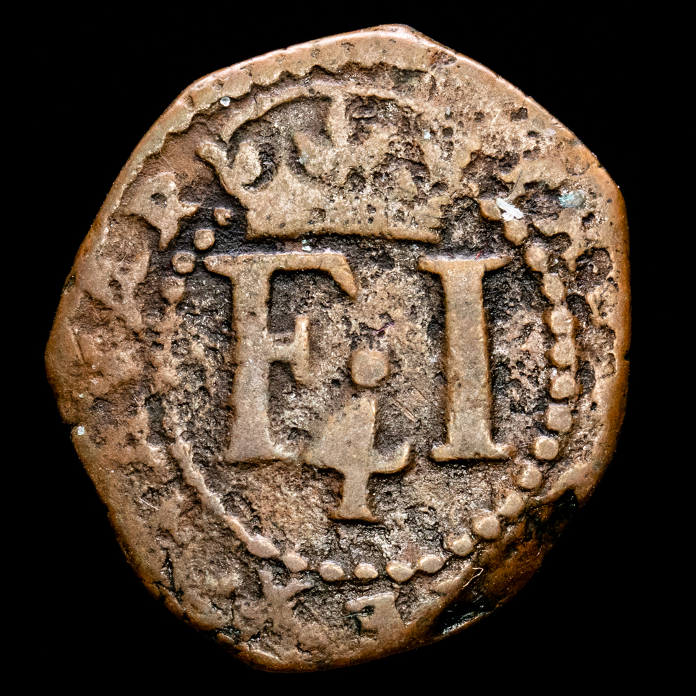 Felipe III. 4 Cornados. (2,78 g.). Pamplona. 1619. Ensayador F·I. Aureo y Calicó-78. MBC. Rara.