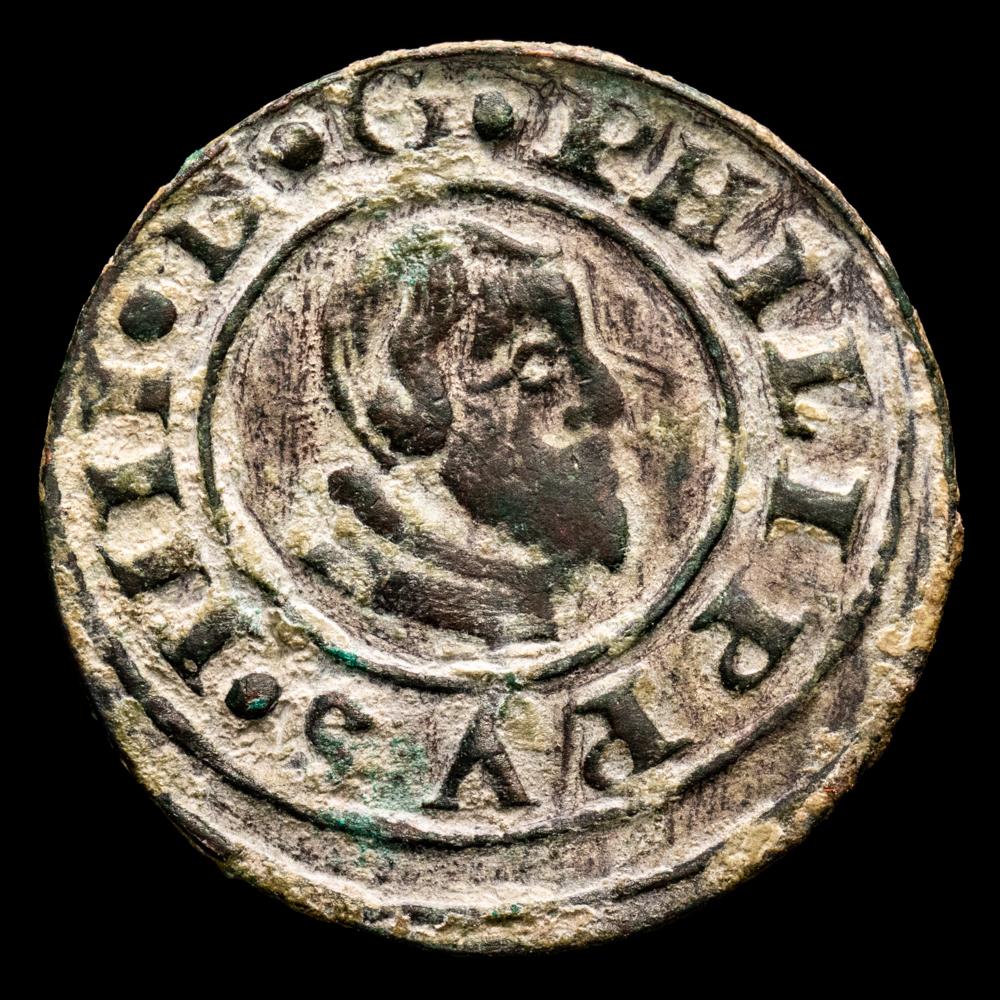 Felipe IV. 16 Maravedís. (4,35 g.). Cuenca. 1664. Aureo y Calicó-459. MBC-.