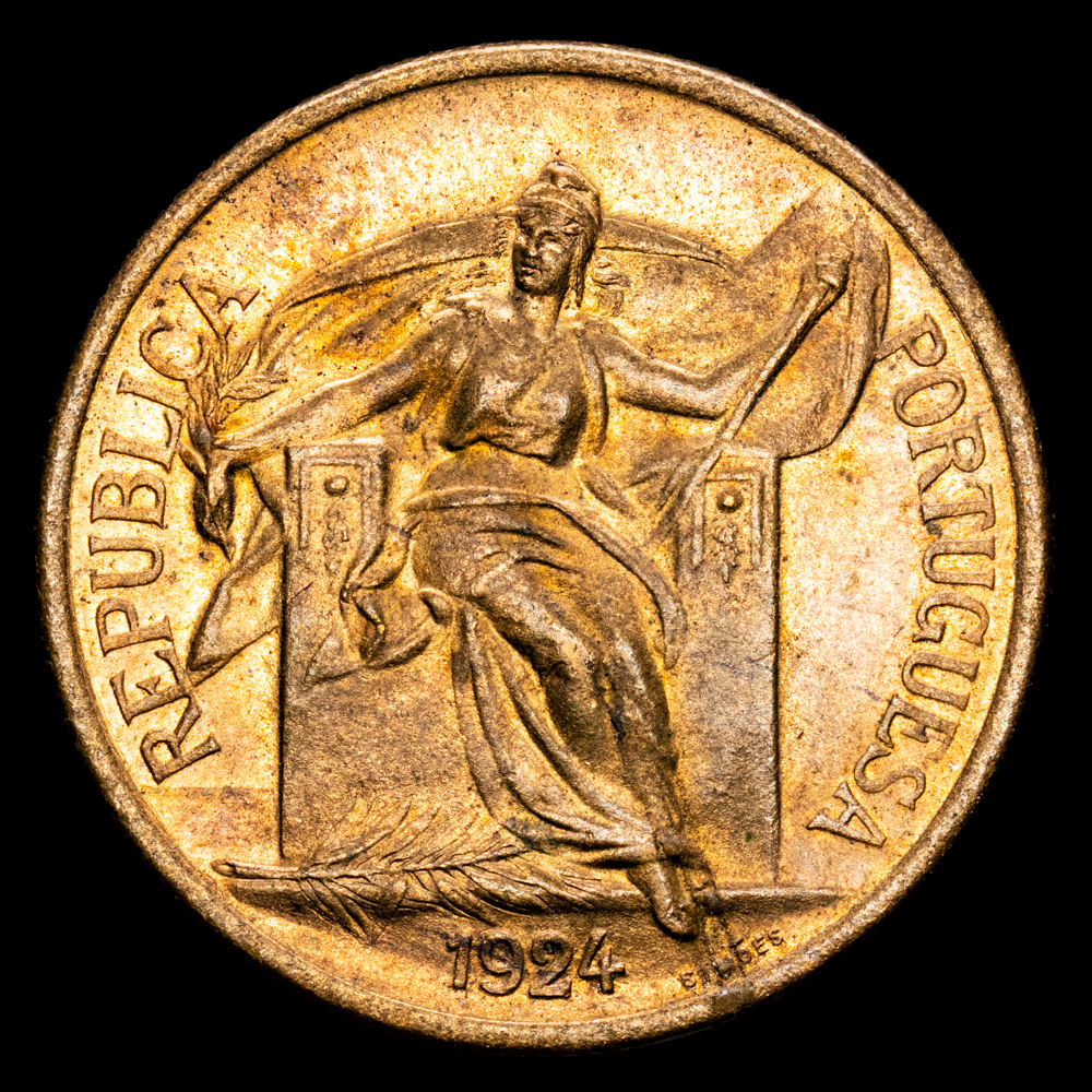 República de Portugal. 1 Escudo. (7,71 g.). 1924. GOMES-14.01. UNC-. Brillo original