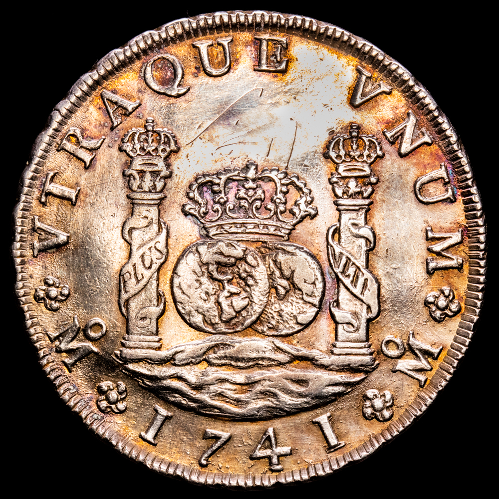 Felipe V. 8 Reales. (26,73 g.). México. 1741. Ensayador M·F. CAL-1458. MBC+.