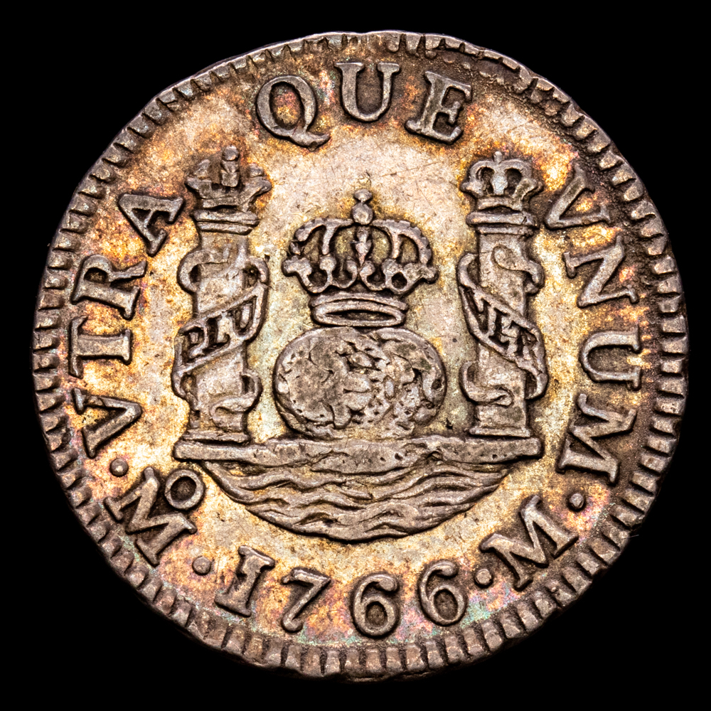 Carlos III. 1 Real. (3,44 g.). México. 1766. Ensayador M. Aureo y Calicó-416. MBC+. Escasa.