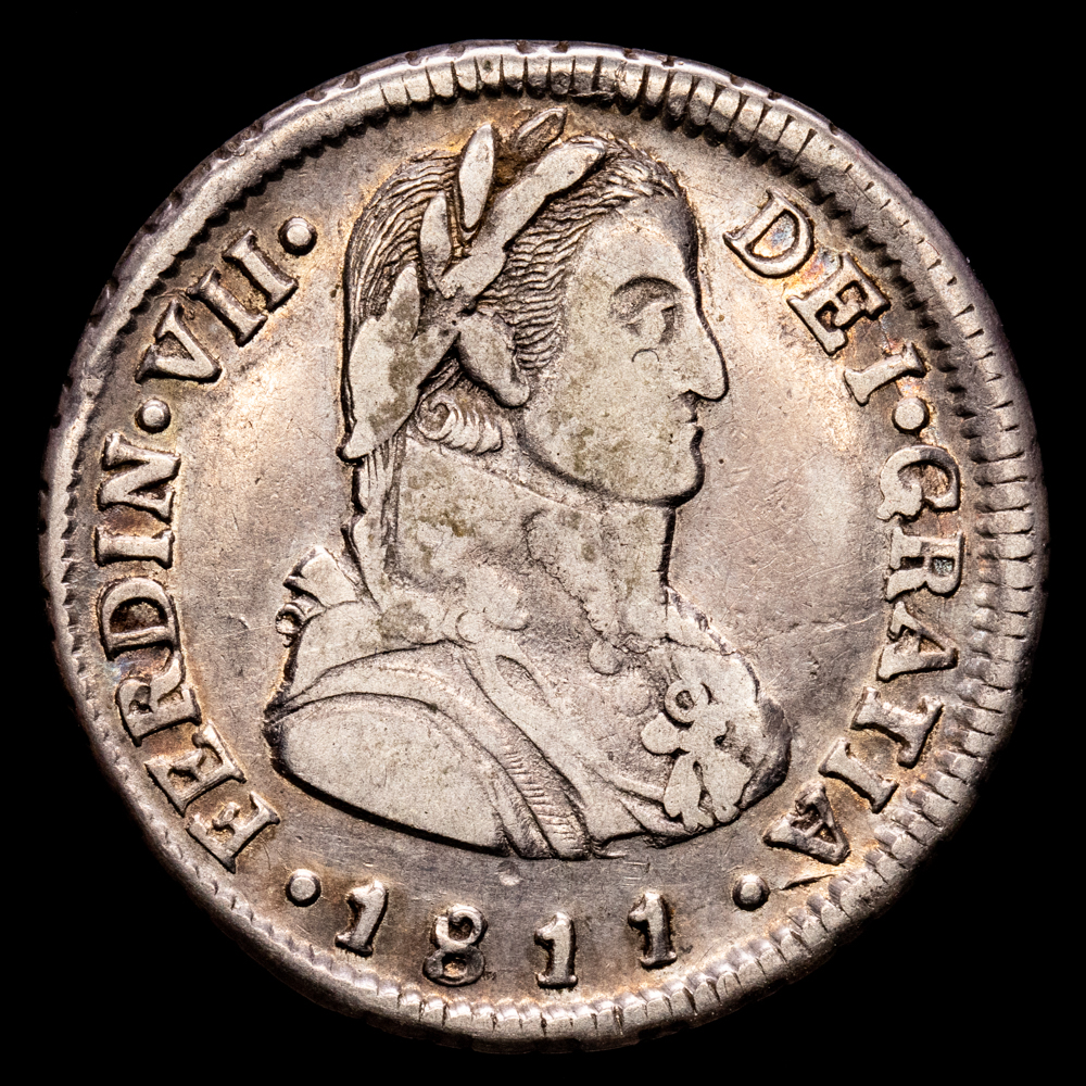 Fernando VII. 2 Reales. (6,75 g.). Santiago. 1811. Ensayador F·J. Aureo y Calicó-941. MBC. Escasa