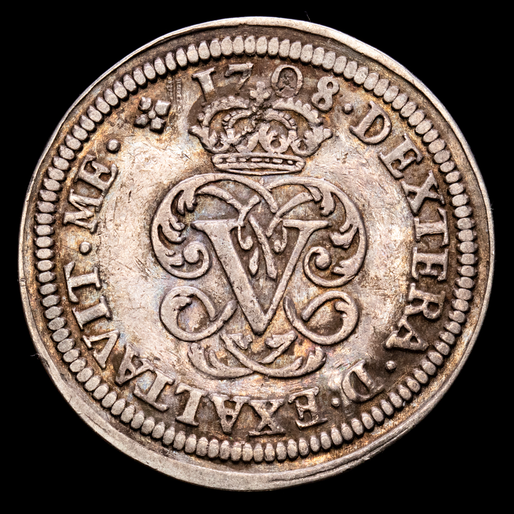 Felipe V. 2 Reales. (5,11 g.). Segovia. 1708. Ensayador Y. Aureo y Calicó-942. MBC+. 38 mm.
