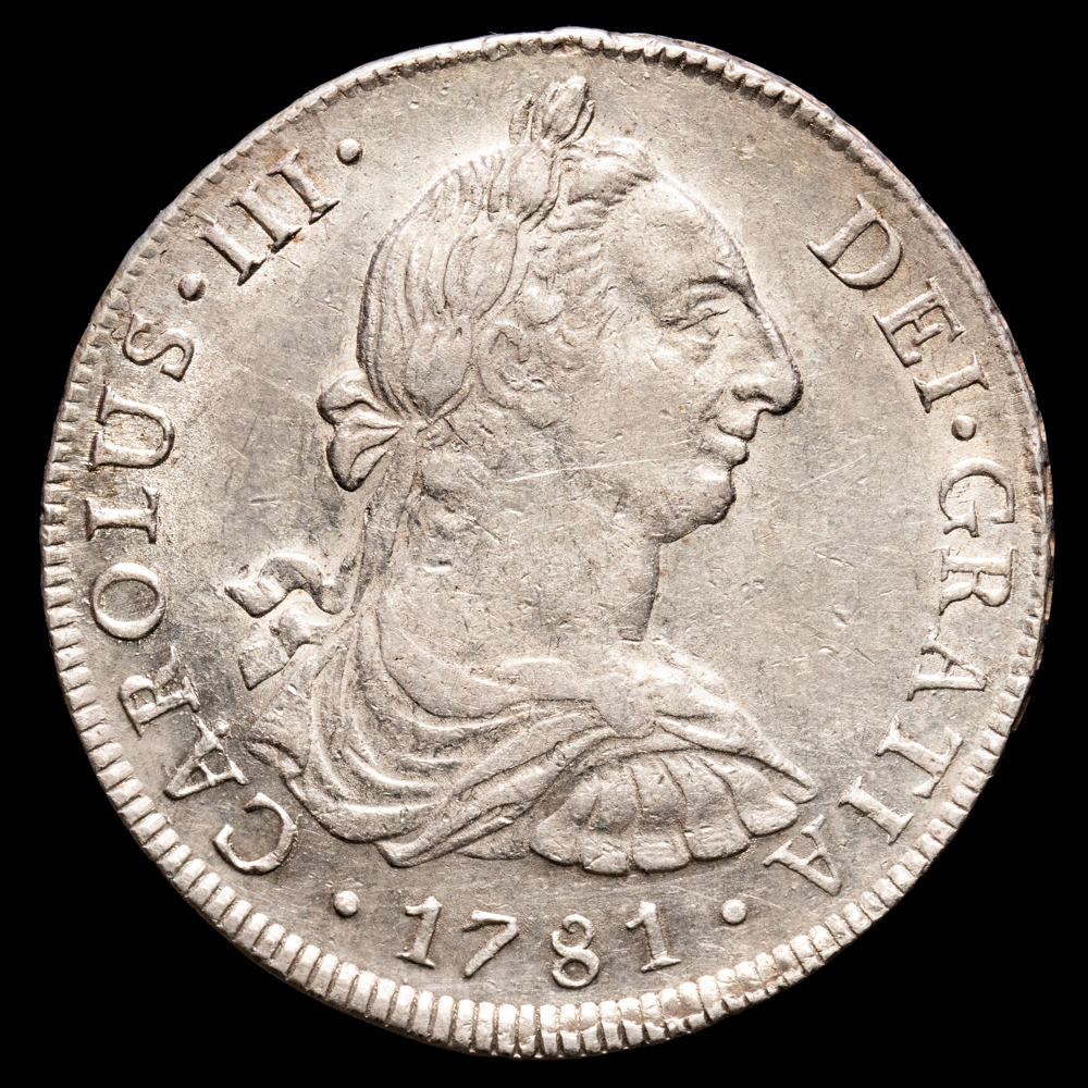 Carlos III. 8 Reales. (26,97 g.). Lima. 1781. Ensayador M·I. Aureo y Calicó-1048. MBC+.