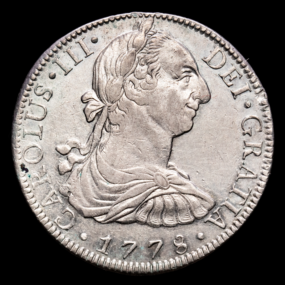 Carlos III. 8 Reales. (26,88 g.). México. 1778. Ensayador F·F. Aureo y Calicó-1117. EBC-. En anverso restos de brillo original; en reverso brillo original.