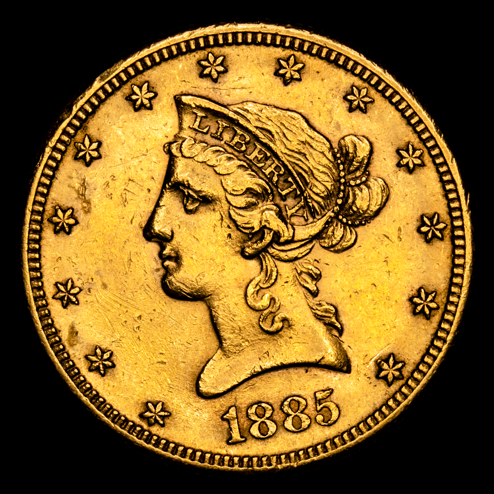Estados Unidos. 10 Dollars. (16,7 g.). San Francisco. 1885. KM-102. XF. Mintage 228000