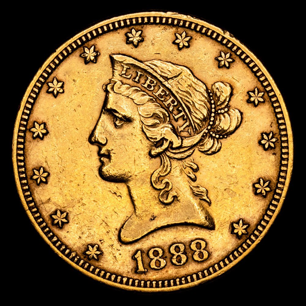 Estados Unidos. 10 Dollars. (16,69 g.). Philadelphia. 1888. KM-102. XF. Mintage 132921