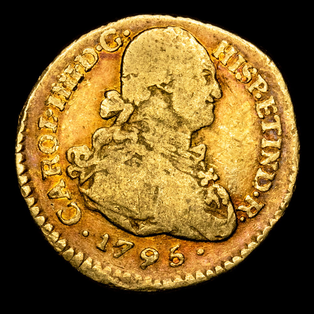 Carlos IIII. 1 Escudo. (3,31 g.). Popayán. 1795. Ensayador J·F. Aureo y Calicó-1153. BC+.