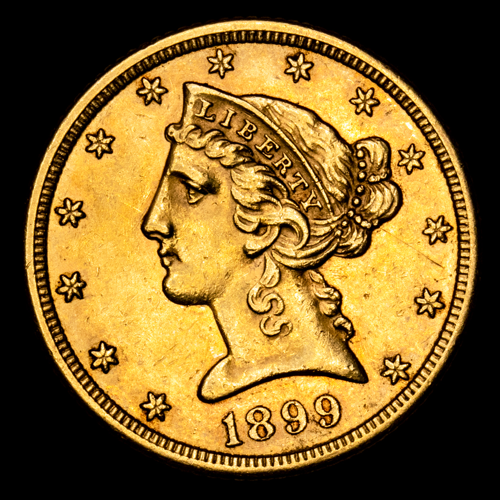 Estados Unidos – Liberty Head. 5 Dollars. (8,35 g.). San Francisco. 1899. KM-101. XF.