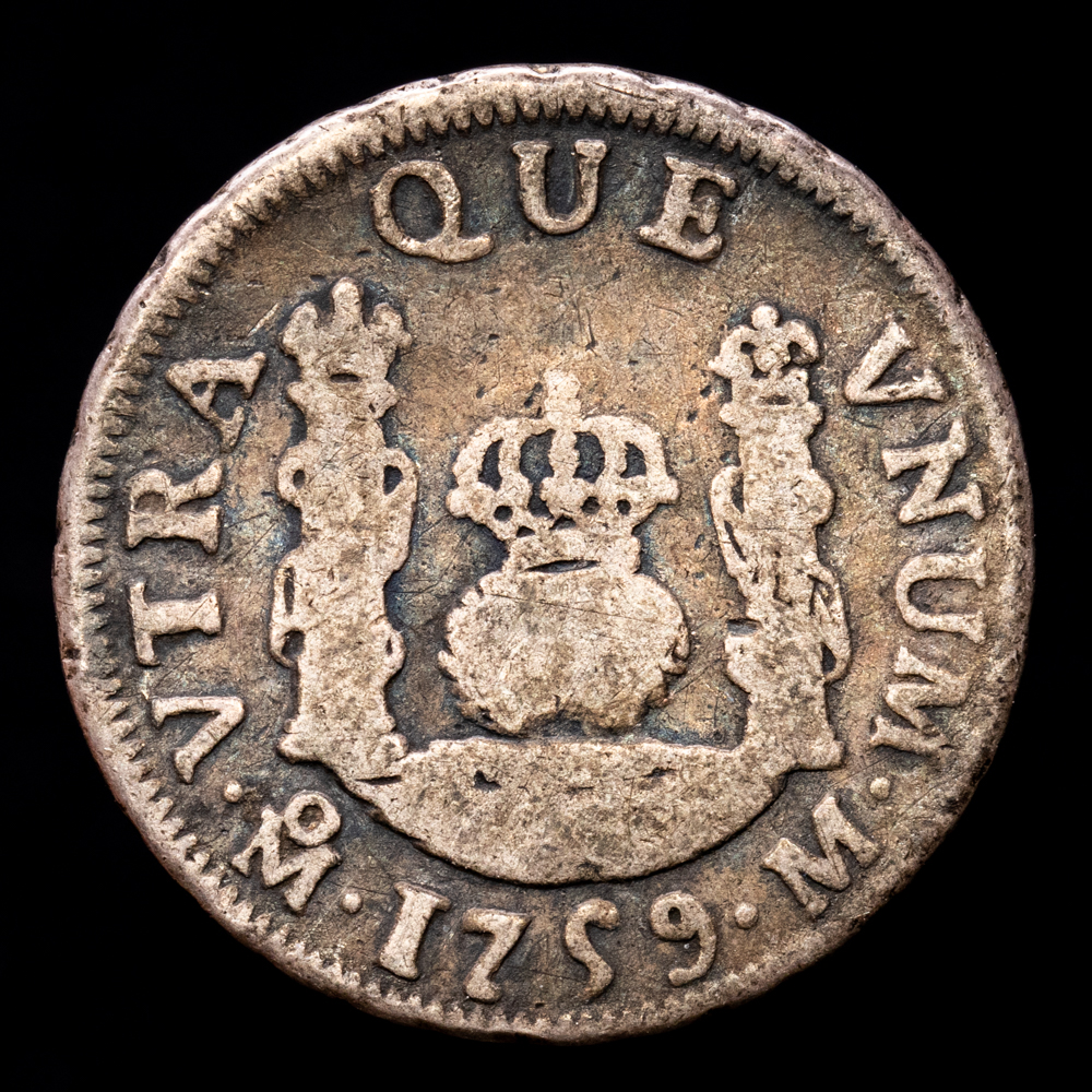 Fernando VI. 1 Real. (3.18 g.). México. 1759. Ensayador M. Aureo y Calicó-98. BC.