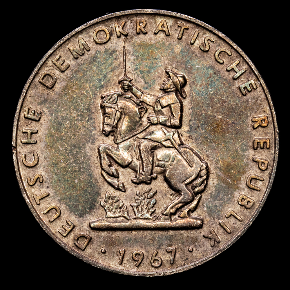 República democrática alemana. Medalla. (8.86 g.). 1967. XF+. Pátina iridiscente