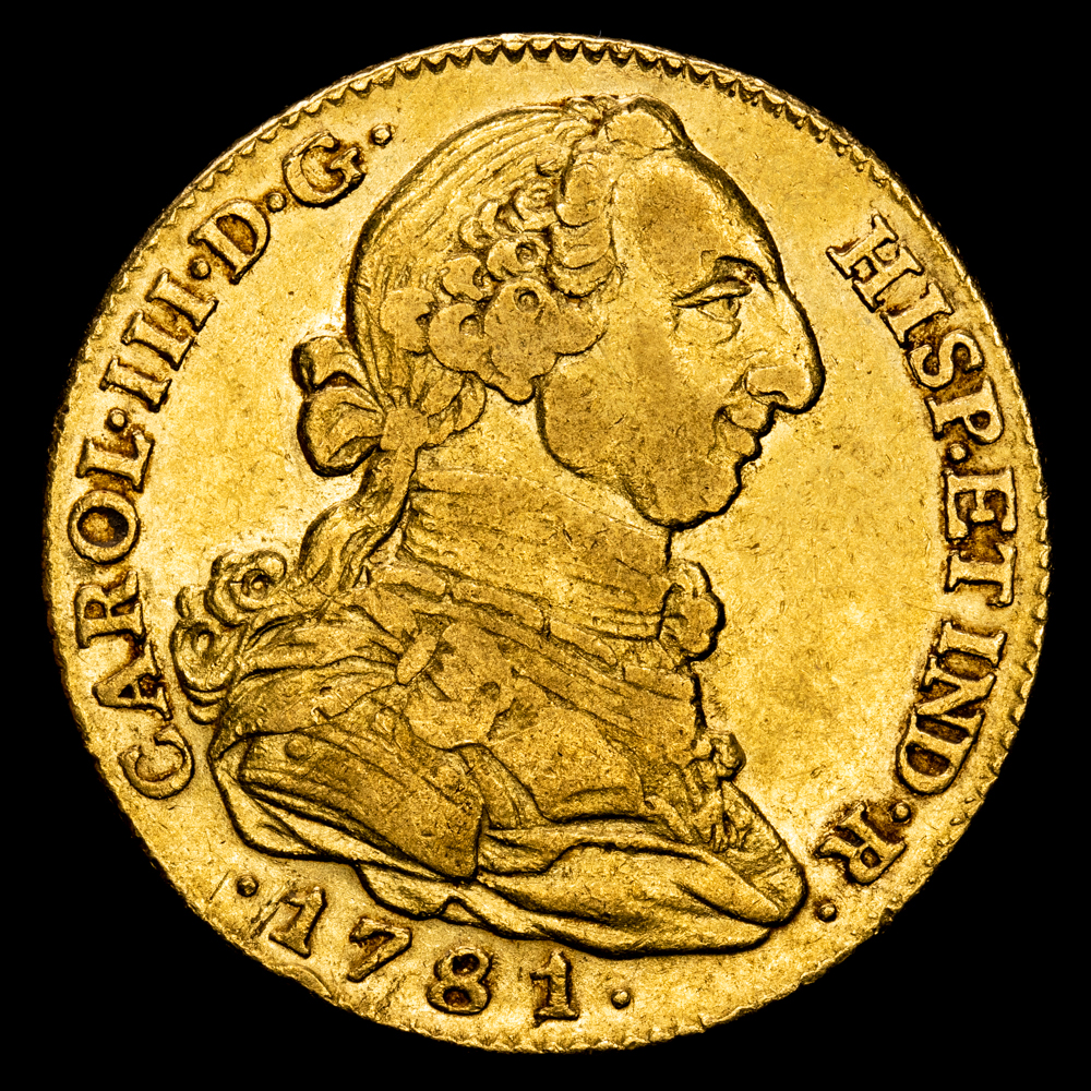 Carlos III. 4 Escudos. (13.43 g.). Madrid. 1781. Ensayador P·J. Aureo y Calicó-1485. MBC/MBC+.R.B.O.