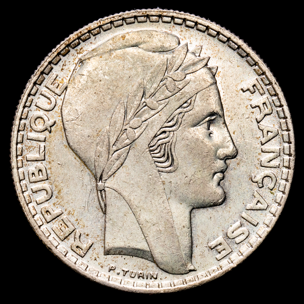 República de Francia. 20 Francs. (20.04 g.). 1938. KM-879. XF+. Brillo original.