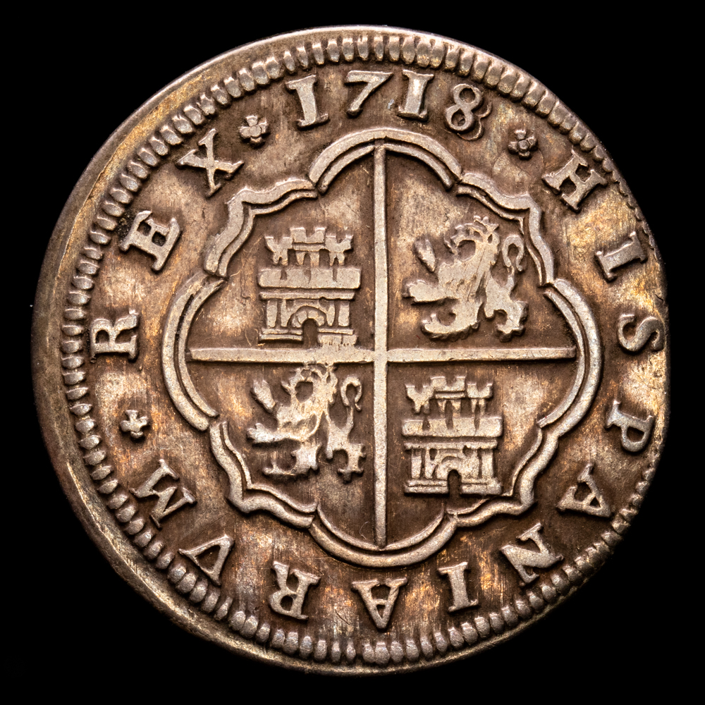 Felipe V. 2 Reales. (5.09 g.). Segovia. 1718. Ensayador J. Aureo y Calicó-945. MBC+.