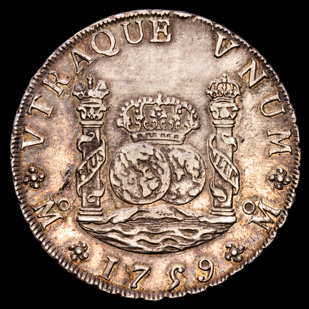Fernando VI. 8 Reales. (26.94 g.). México. 1759. Ensayador M·M. Aureo y Calicó-495. MBC+. Bella pátina