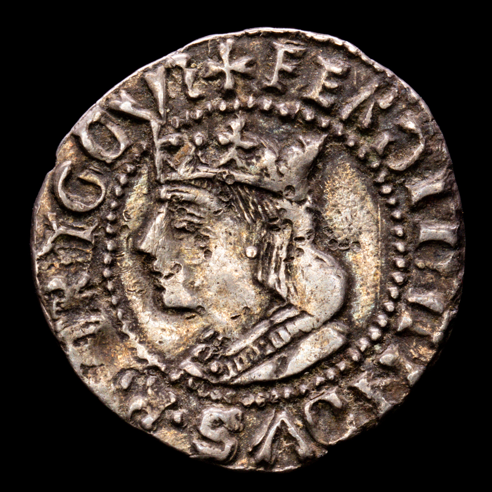 Corona de Aragón. Fernando II. 1 real. Mallorca. (Cru C.G-3094 var.). (Cru V.S-1177 var.). Ag. 2,26 g. Letras A y U latinas. MBC+.