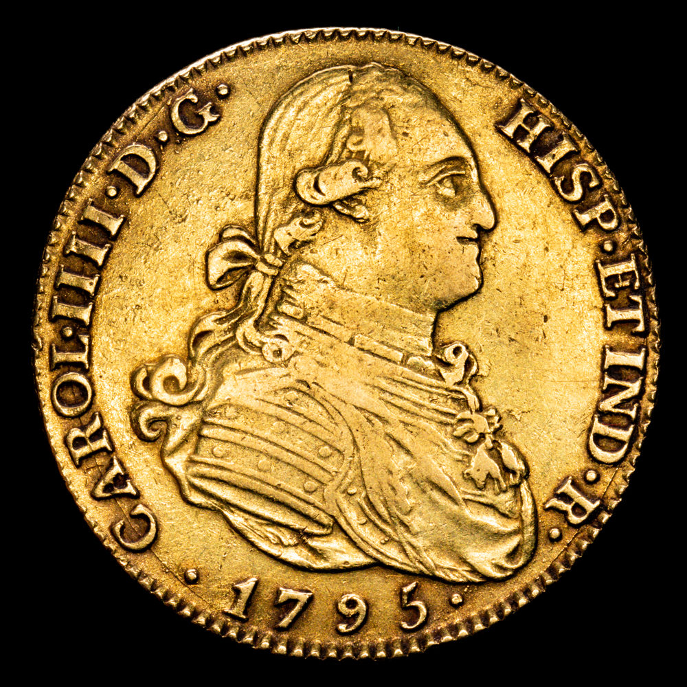 Carlos IV (1788-1808). 4 escudos. 1795. Madrid. MF. (Cal-1478). Au. 13,60 g. MBC+