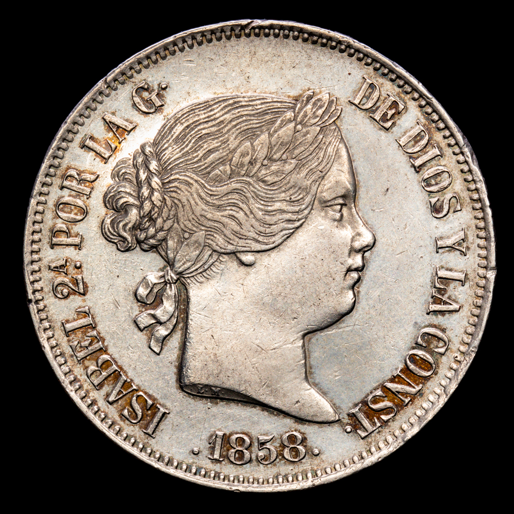 Isabel II .20 Reales. 1858. MADRID. 25,88 grs. AC-615;Cal-180. EBC/EBC+.