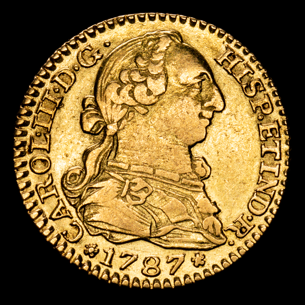 Carlos III. 1 Escudo. (3.37 g.). Madrid. 1787. Ensayadores D·V. Aureo y Calico-1370. MBC+.
