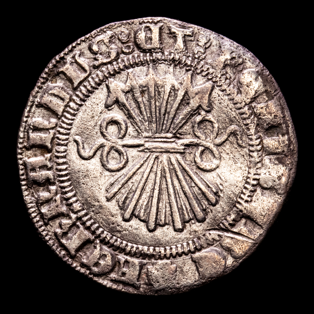REYES CATOLICOS. 1/2 Real. (1474-1504). Burgos. Cal-195 . Ar. 1,59g. MBC.