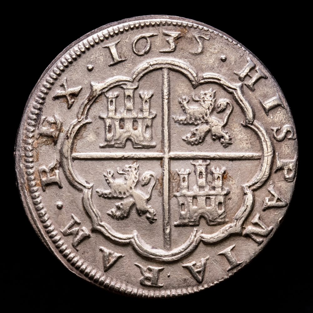 Felipe IV. 8 Reales. (26,42 g.). Segovia. 1635. Ensayador R.MBC+