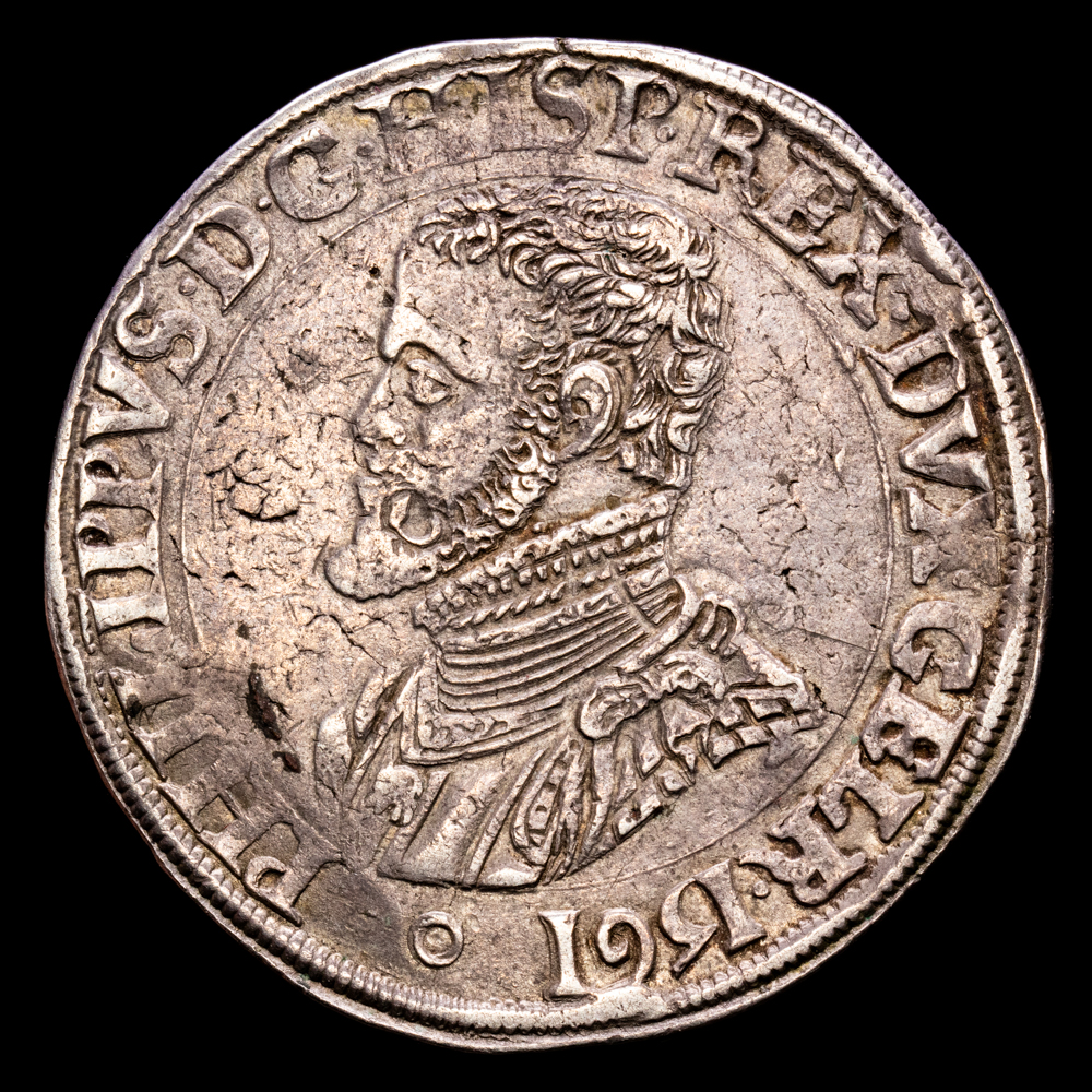Monarquia Española – Felipe II. 1 Escudo. (34,16 g.). Nimega. 1561. VTI-1192. EBC-. Muy rara así. Muy bella