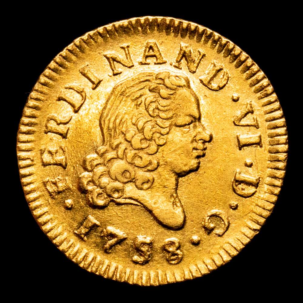 Fernando VI. 1/2 Escudo. (1,79 g.). Madrid. 1758. Ensayador J·B. Aureo y Calico-564. EBC. Brillo original