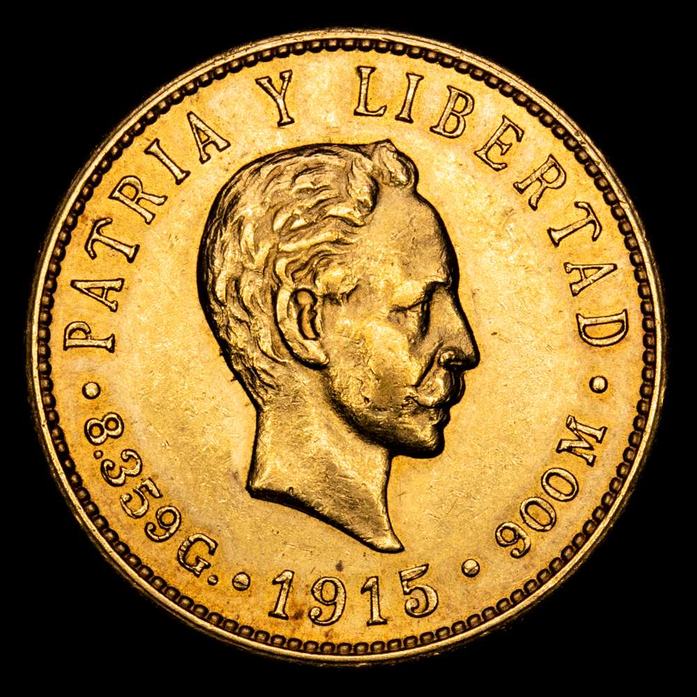 República de Cuba. 5 Pesos. (8,37 g.). Cuba. 1915. KM-19. XF+.