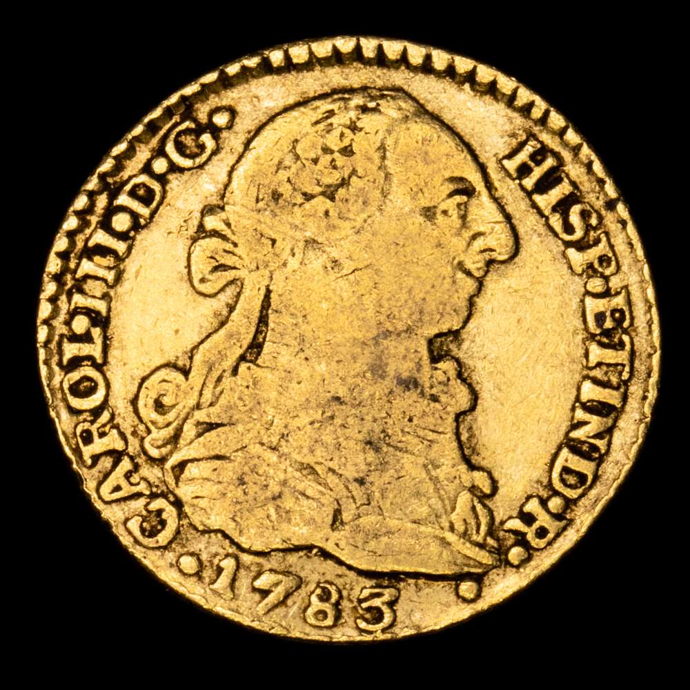 Carlos III. 1 Escudo. (2,79 g.). Popayán. 1783. Ensayador S·F. AC-1428. BC+. Escasa