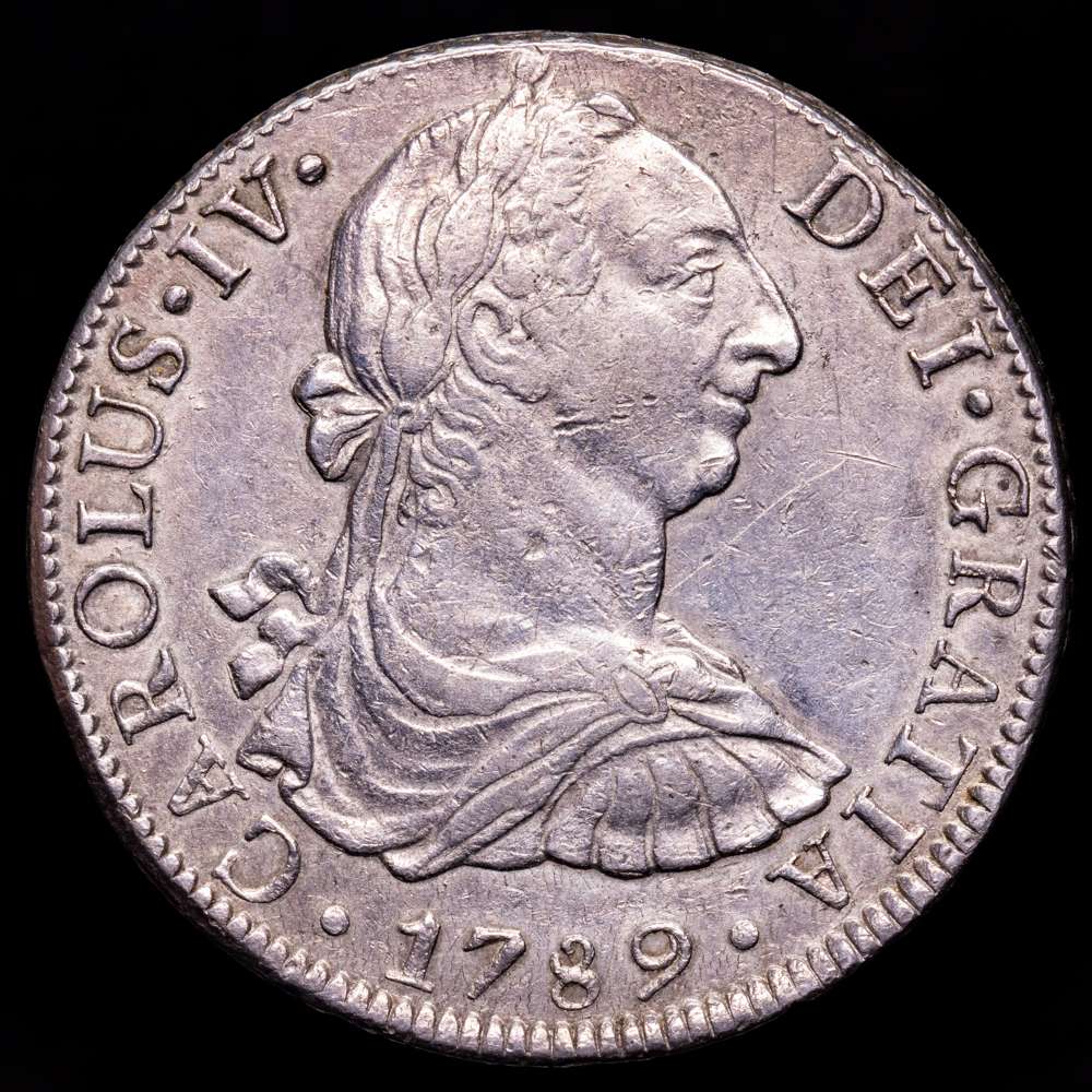 Carlos III. 8 Reales. (26,99 g.). México. 1789. Ensayador F·M. AC-950. MBC+. Escasa