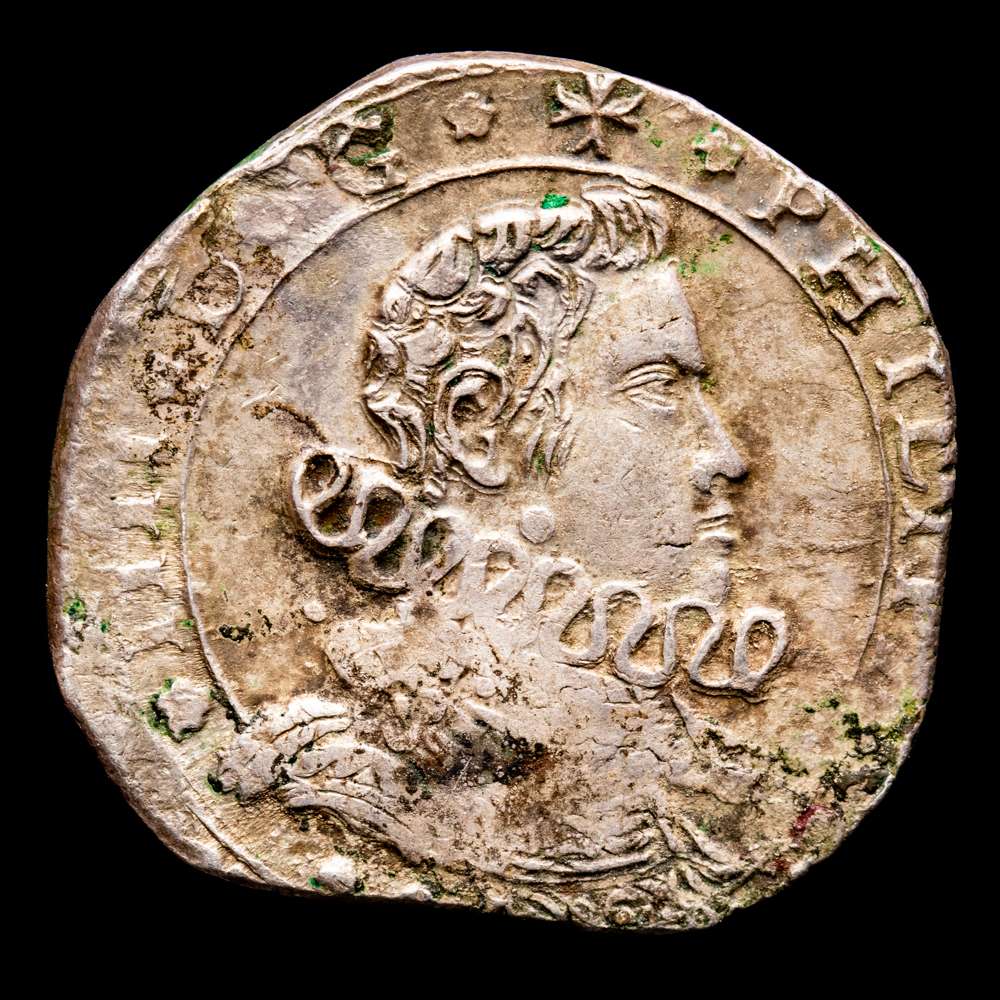 Italia – Felipe IV. 4 Tari. (10,15 g.). 1655. MIR-3551311var. MBC+. Escasa. Buen detalle.