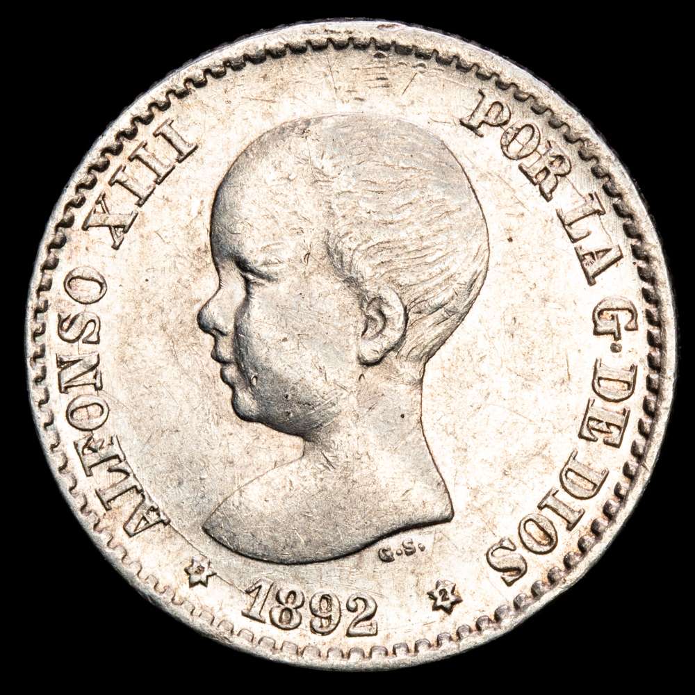 Alfonso XIII. 50 Céntimos (2,47 g.). 1892/82*9-2. Ensayador PG-M. AC-28. EBC-