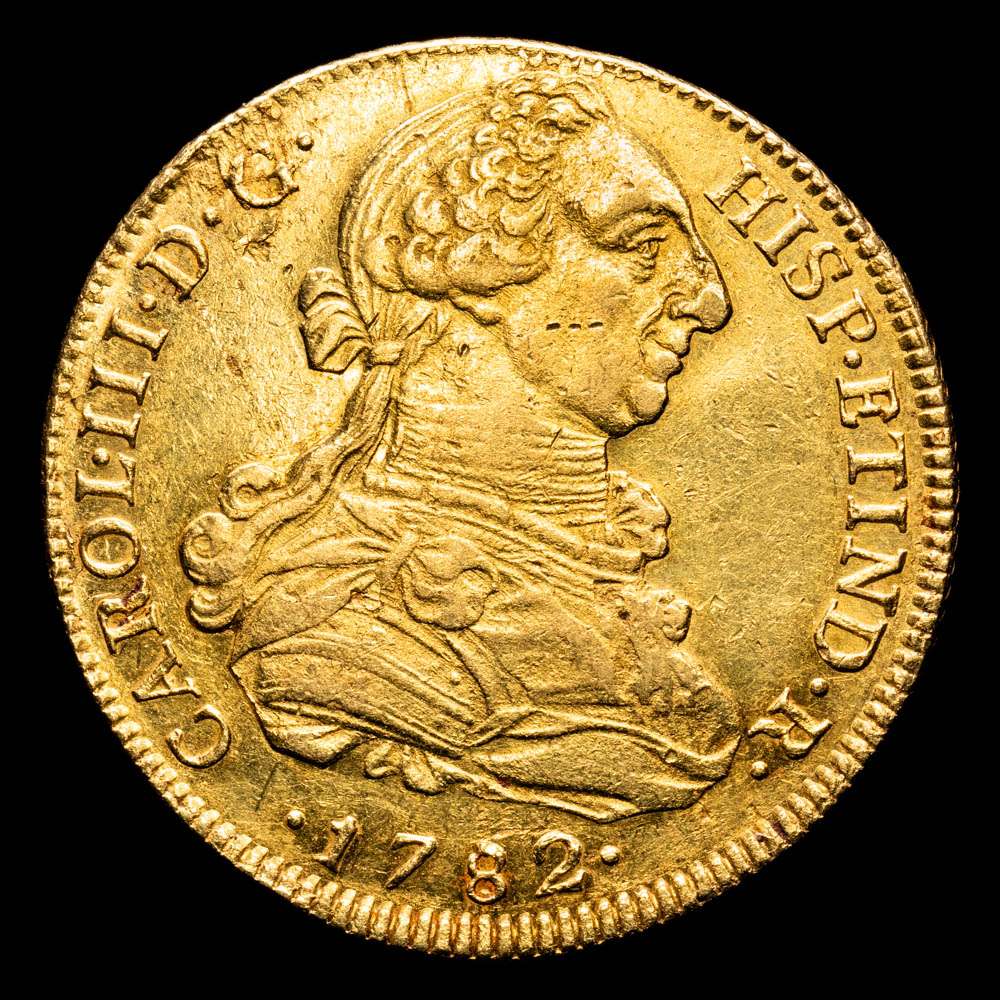 Carlos III 8 Escudos (26,97 g.). 1782. Ensayador M·I. AC-1944 . MBC+/EBC .