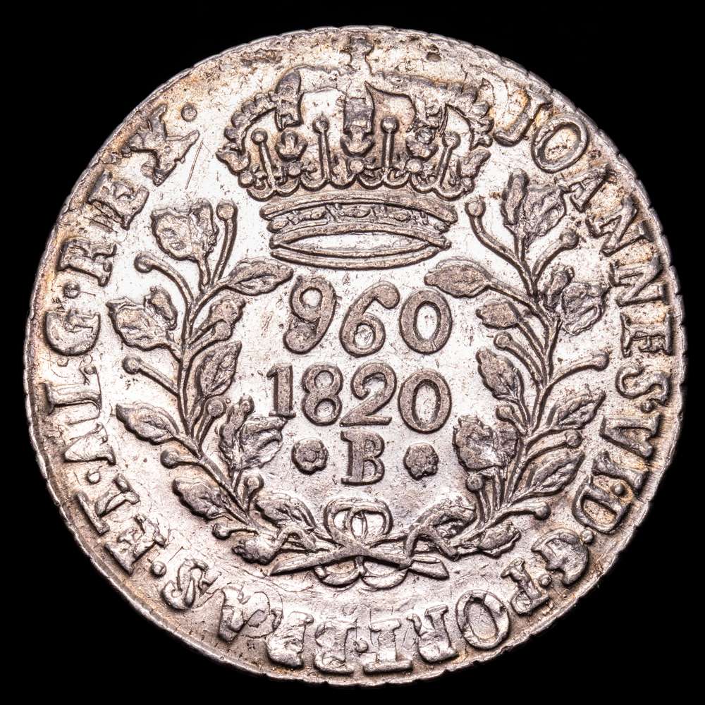 Brasil – Joannes VI. 960 Reis. (26,63 g.). Bahia. 1820. KM-307.3. EBC+. Acuñada sobre un 8 Reales de Carlos III-177(3?).