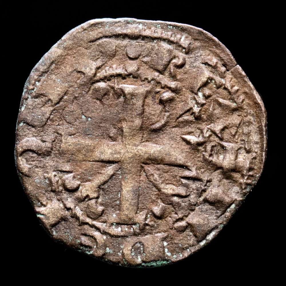 Alfonso IX. Dinero de vellón. (0,61 g.). Coruña. (1188-1230). AB-146. MBC-. ILDEPONS,:REX