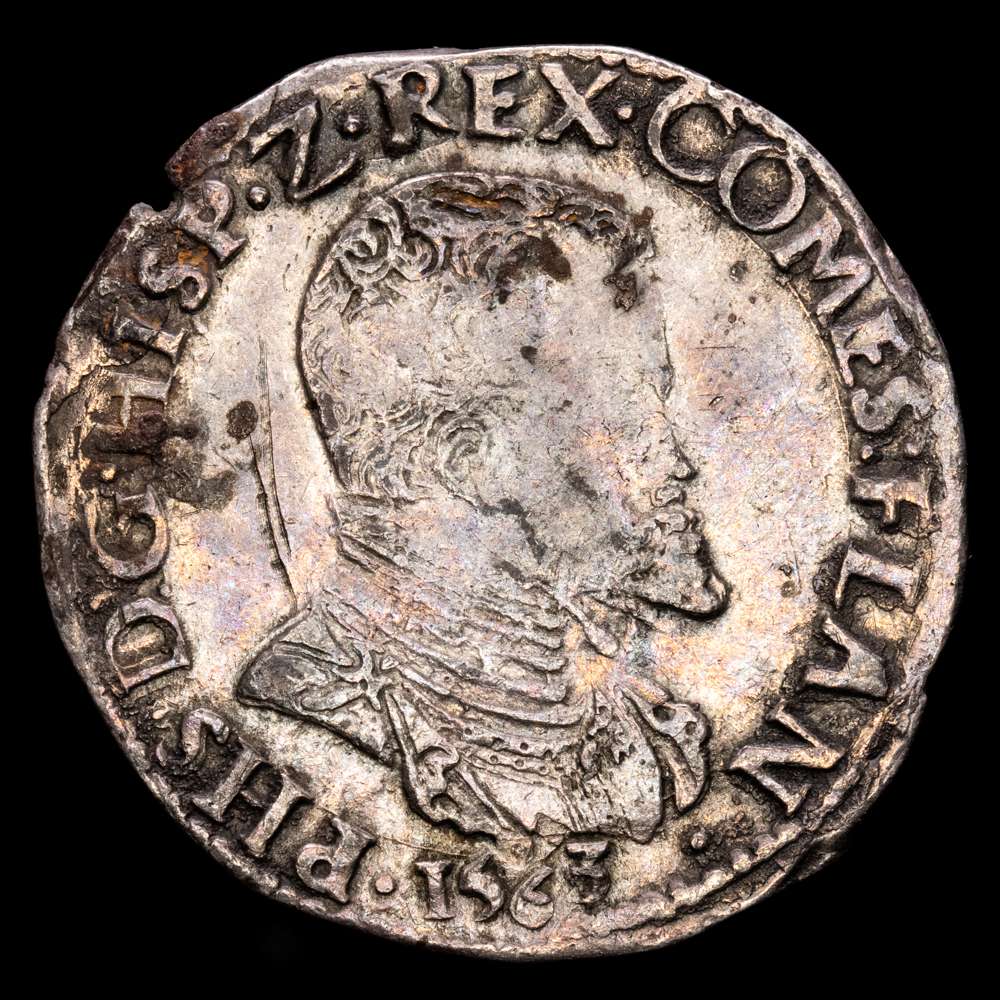 Paises Bajos – Felipe II. 1/5 de Escudo. (6,12g.). Brujas. 1563. VTI-271. MBC+.