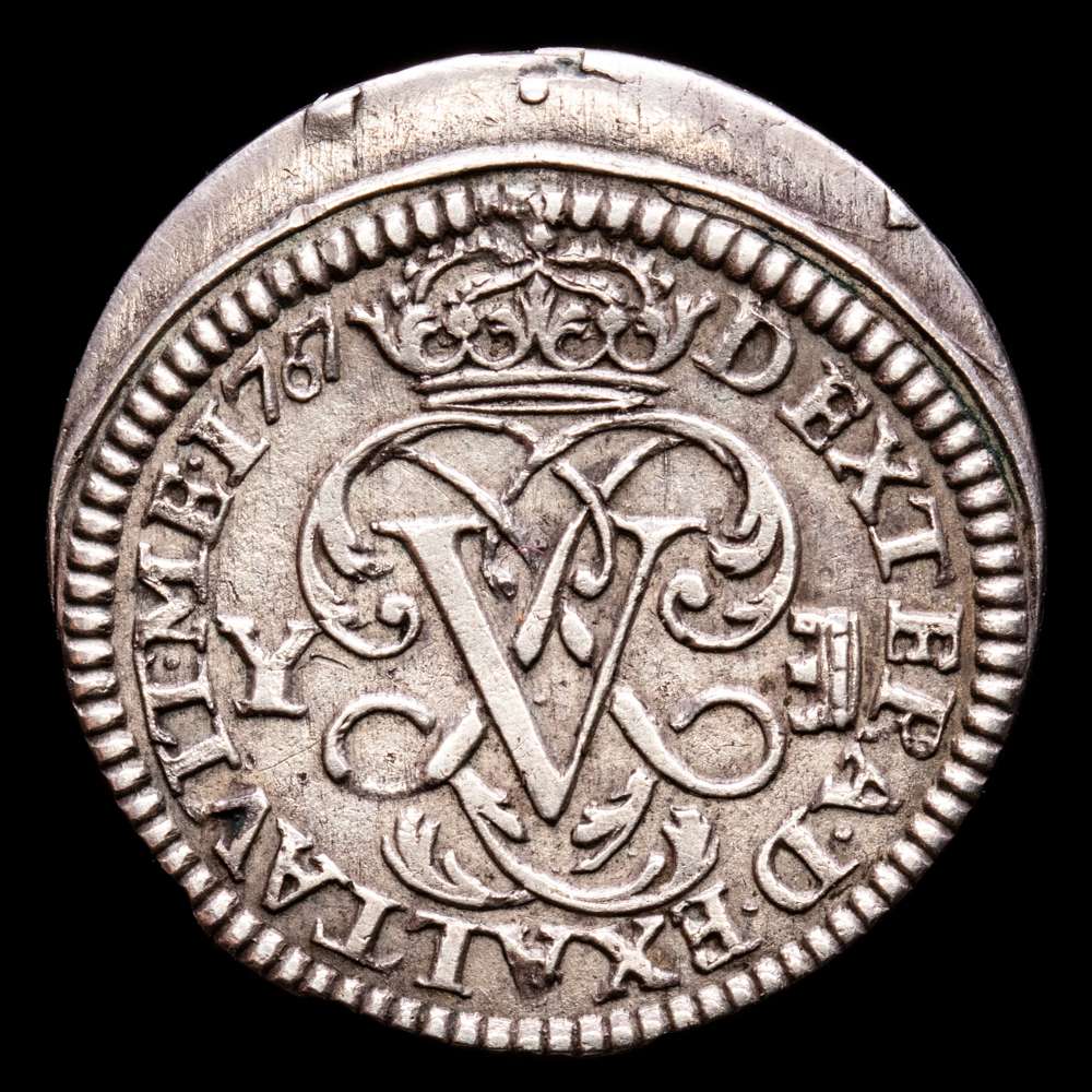 Felipe V. 1 Real. (3,03 g.). Segovia. 1707. Ensayador Y. Aureo y Calico-621. MBC+. Escasa