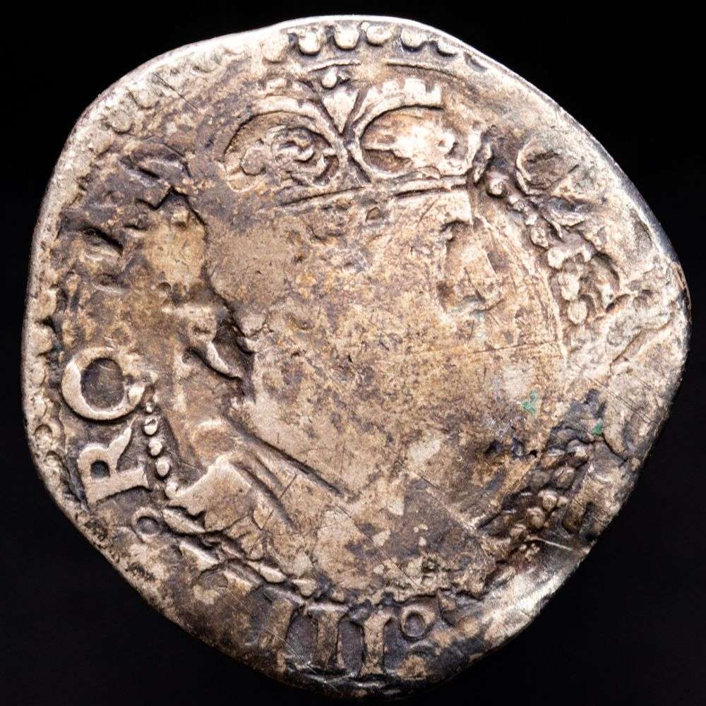Nápoles – Carlos V. Carlino. (2,77 g.). Nápoles. 1516-1556. Ensayador R. MIR-148/2. VF+. Rara