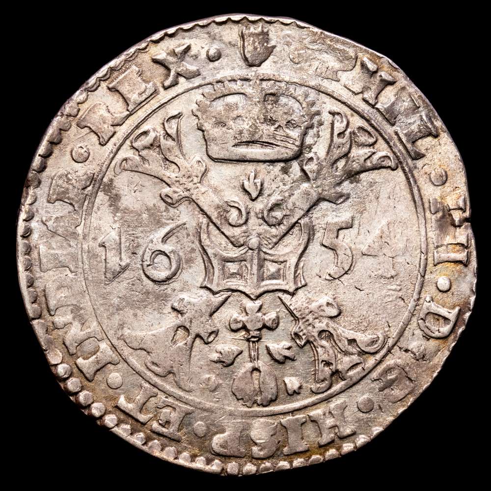 Paises Bajos – Felipe IV. Patagón. (28,07 g.). Amberes. 1654. DELM-293. EBC-. Muy bella
