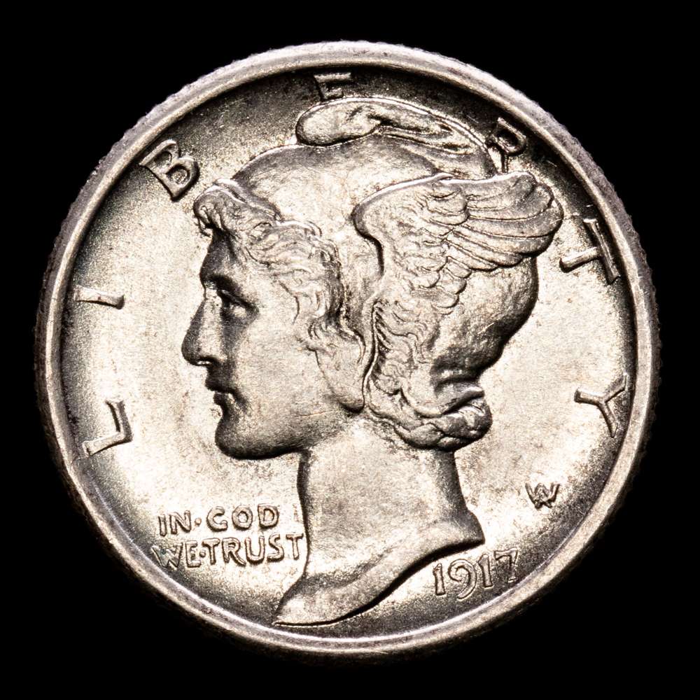 Estados Unidos – Mercury Dimes. 1 Dime. (2,47 g.). San Francisco. 1917. XF+. Parte del brillo original.