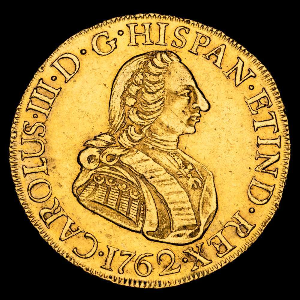 Carlos III. 8 Escudos. (26,95 g.). Lima. 1762. Ensayadores J·M.