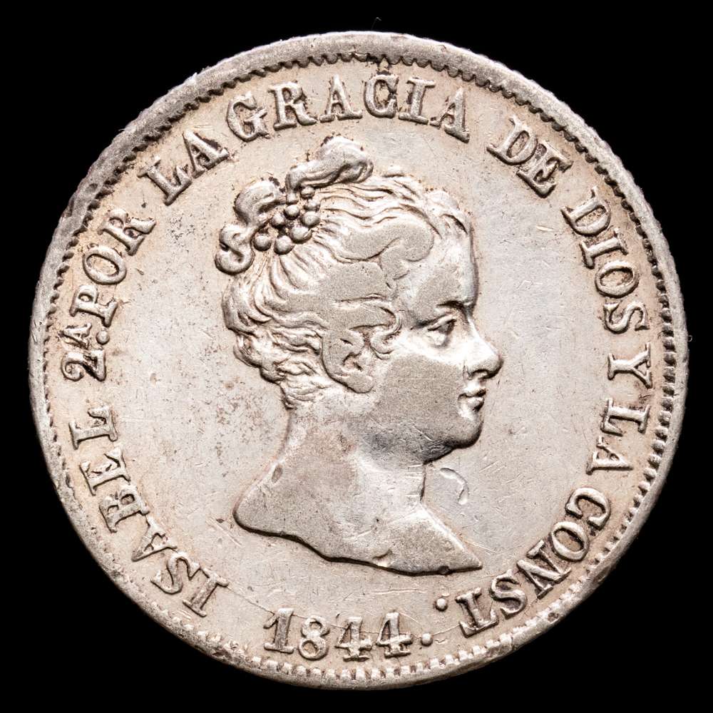 Isabel II. 4 Reales. (5,82 g.). Barcelona. 1844. Ensayador P·S. Aureo y Calicó-418. MBC+.