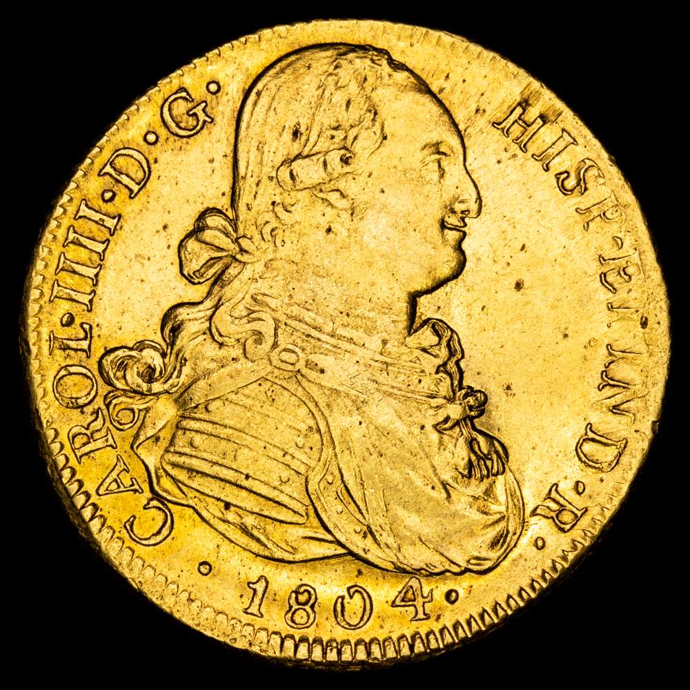 Carlos IV. 8 Escudos. (26,92g.). Lima. 1804. Ensayador J·P. AC-1609. XF. Brillo original.