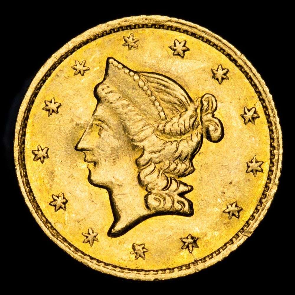 Estados Unidos – Liberty Head. 1/2 Gold Dollar. (0,54g.). California. 1853. KM-11.3. XF+. Brillo original. Ondulado. Raro