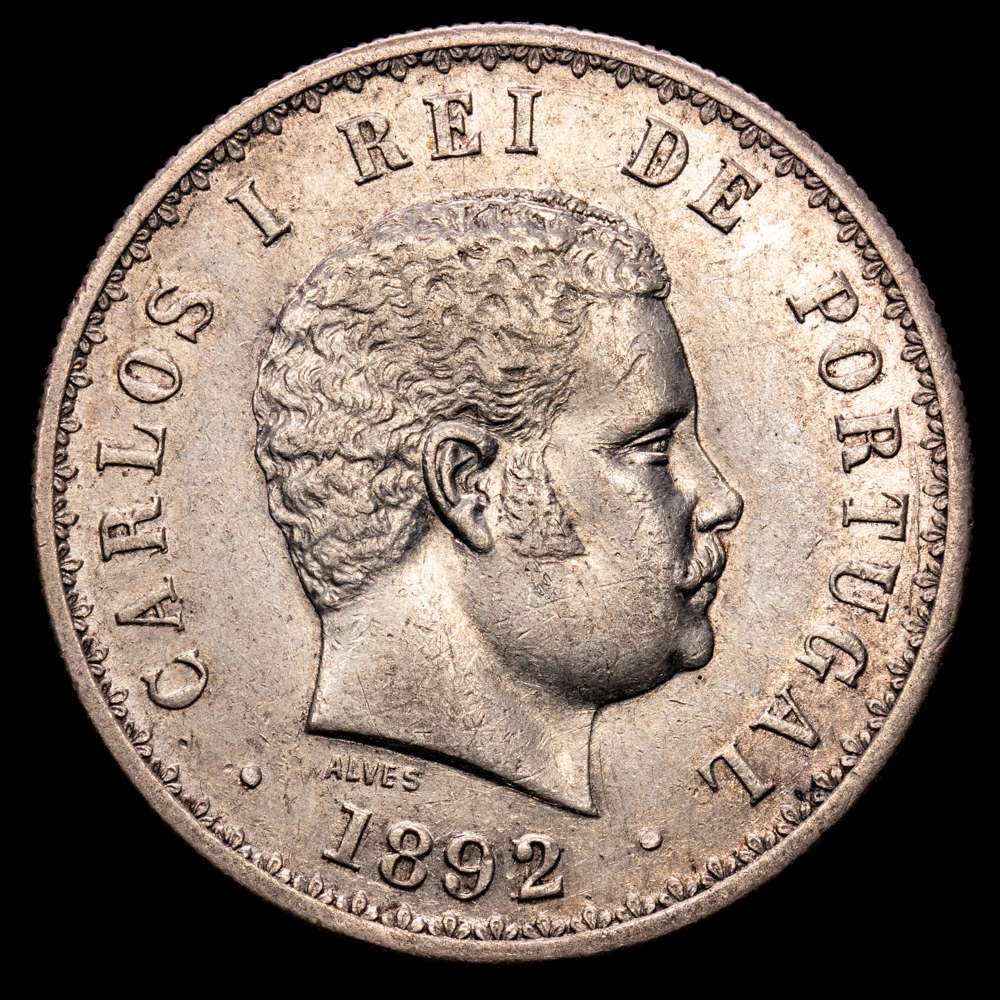 Portugal – Carlos I. 500 Reis. (12,65 g.). 1892/1. KM-535. EBC-. Escasa!